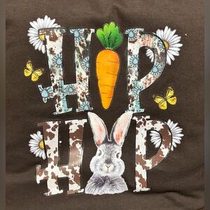 NEW Size Large Brown T-Shirt with Bunny and Carrot Design